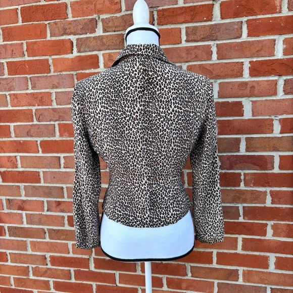 Vintage 90s Petite Sophisticate Leopard Print Silk Zip Up Jacket Womens Small - Picture 4 of 5